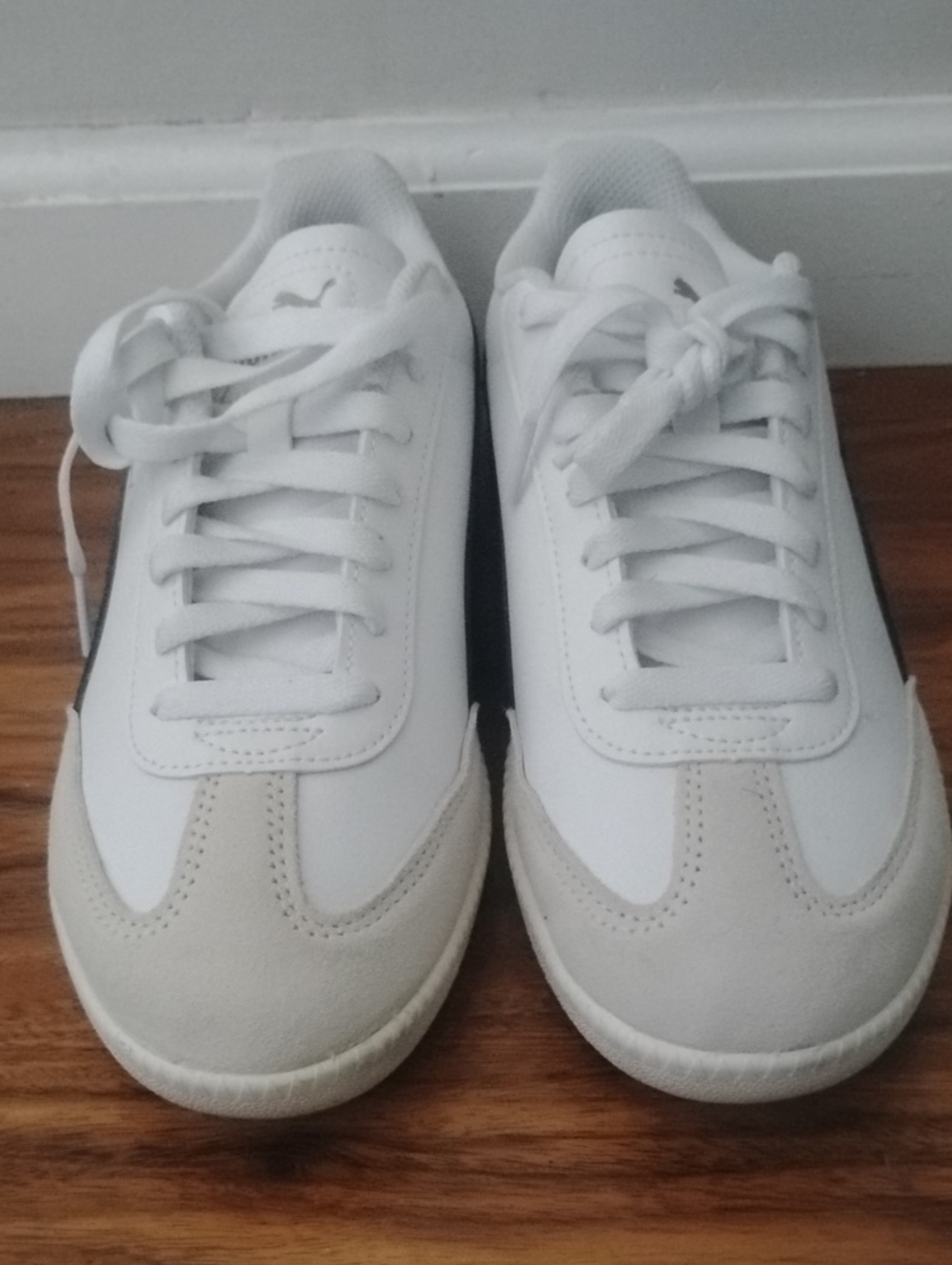 Puma White Sneakers with Light Gray Suede Toe Panel
